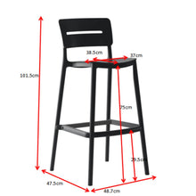 Set de 2 Sillas para Bar Manila, Negro, con Espaldar Rectangular y Diseño Moderno