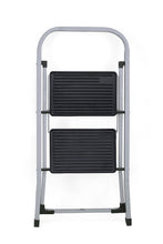 Escalera Tubular Trébol, Gris y Negro, Plagable de 2 Niveles