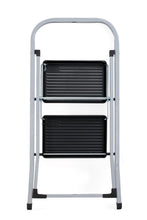 Escalera Tubular Trébol, Gris y Negro, Plagable de 2 Niveles