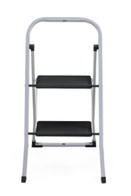 Escalera Tubular Trébol, Gris y Negro, Plagable de 2 Niveles