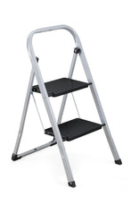 Escalera Tubular Trébol, Gris y Negro, Plagable de 2 Niveles