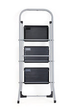 Escalera Tubular Luminas, Gris y Negro, Plagable de 3 Niveles