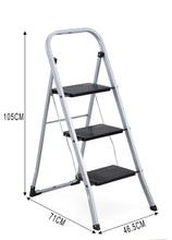 Escalera Tubular Luminas, Gris y Negro, Plagable de 3 Niveles