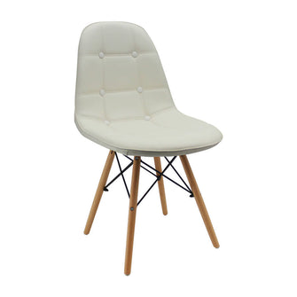 Kit por 4 Silla Botones Eames Acolchada - Blanca