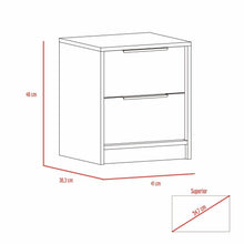Mesa de Noche Wesley, Miel y Blanco, con Dos Cajones Organizadores X2