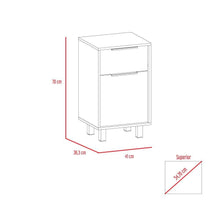 Mesa de Noche Wesley, Miel y Blanco, con Una Puerta y Un Cajón Organizador X2