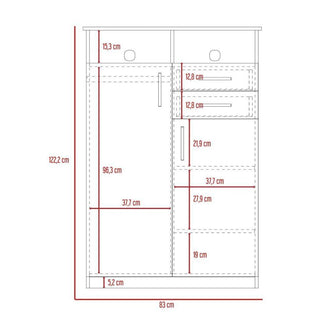 Combo para Habitación Grot, Incluye Cama Semi Doble y Closet