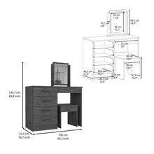 Mueble Tocador Wesley,Gris, con Cuatro Cajones Para Ubicar Maquillaje