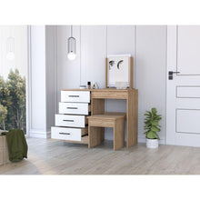 Mueble Tocador Wesley, Miel y Blanco, con Cuatro Cajones Para Ubicar Maquillaje  ZF