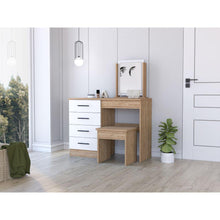 Mueble Tocador Wesley, Miel y Blanco, con Cuatro Cajones Para Ubicar Maquillaje  ZF