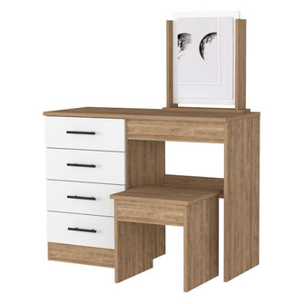 Mueble Tocador Wesley, Miel y Blanco, con Cuatro Cajones Para Ubicar Maquillaje  ZF