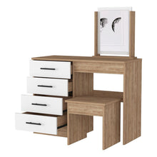 Mueble Tocador Wesley, Miel y Blanco, con Cuatro Cajones Para Ubicar Maquillaje  ZF