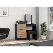Mueble Tocador Wesley, Wengue y Miel, con Cuatro Cajones Para Ubicar Maquillaje  ZF