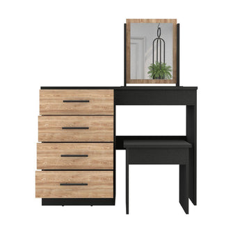 Mueble Tocador Wesley, Wengue y Miel, con Cuatro Cajones Para Ubicar Maquillaje  ZF