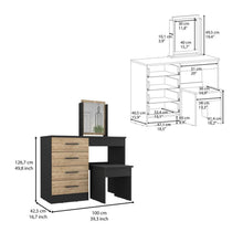 Mueble Tocador Wesley, Wengue y Miel, con Cuatro Cajones Para Ubicar Maquillaje  ZF