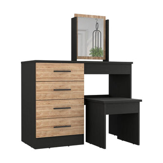 Mueble Tocador Wesley, Wengue y Miel, con Cuatro Cajones Para Ubicar Maquillaje  ZF