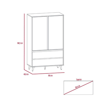 Closet Besk, Avellana y Blanco, con Dos Puertas, Dos Entrepaños y Dos Cajones