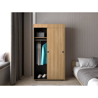 Closet Angelo 100, Fresno Europeo y Wengue, con Dos Puertas Corredizas