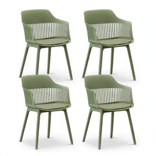 Set de 4 Sillas con Cojín Max, Color Verde, con Espaldar en Rejilla