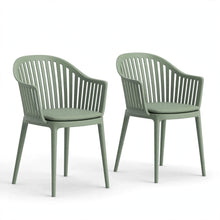 Set de 2 Sillas con Cojín Max, Color Verde, con Espaldar en Rejilla
