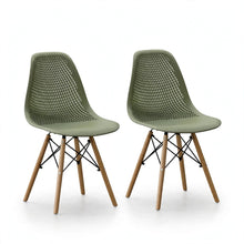 Set de 2 Sillas Aira, Color Verde, con Espaldar y Patas en Madera