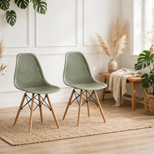 Set de 2 Sillas Aira, Color Verde, con Espaldar y Patas en Madera