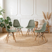 Set de 4 Sillas Aira, Color Verde, con Espaldar y Patas en Madera
