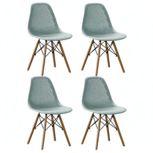 Set de 4 Sillas Aira, Color Azul Claro, con Espaldar y Patas en Madera