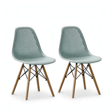 Set de 2 Sillas Aira, Color Azul Claro, con Espaldar y Patas en Madera