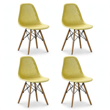 Set de 4 Sillas Aira, Color Amarillo, con Espaldar y Patas en Madera