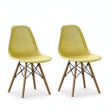 Set de 2 Sillas Aira, Color Amarillo, con Espaldar y Patas en Madera