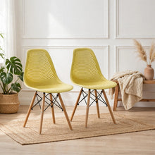 Set de 2 Sillas Aira, Color Amarillo, con Espaldar y Patas en Madera