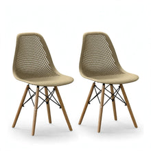 Set de 2 Sillas Aira, Color Khaki, con Espaldar y Patas en Madera