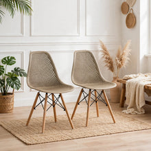 Set de 2 Sillas Aira, Color Khaki, con Espaldar y Patas en Madera