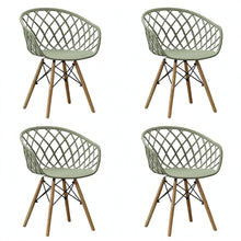 Set de 4 Sillas Oasis con Brazos, Color Verde, con Espaldar