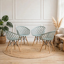 Set de 4 Sillas Oasis con Brazos, Color Azul Claro, con Espaldar