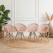 Set de 4 Sillas Oasis con Brazos, Color Mandarina, con Espaldar