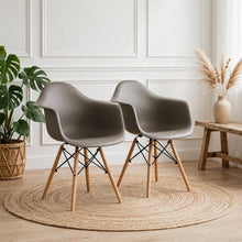Set de 2 Sillas Eymos , Color Taupe, con Espaldar y Patas en Madera