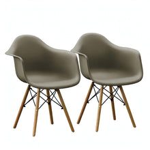 Set de 2 Sillas Eymos , Color Taupe, con Espaldar y Patas en Madera