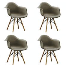 Set de 4 Sillas Eymos , Color Taupe, con Espaldar y Patas en Madera