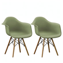 Set de 2 Sillas Eymos , Color Verde, con Espaldar y Patas en Madera