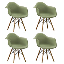 Set de 4 Sillas Eymos , Color Verde, con Espaldar y Patas en Madera