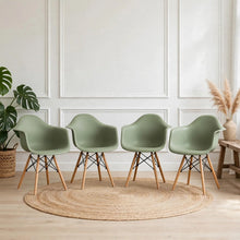 Set de 4 Sillas Eymos , Color Verde, con Espaldar y Patas en Madera