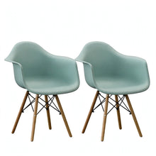 Set de 2 Sillas Eymos , Color Azul Claro, con Espaldar y Patas en Madera