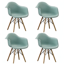 Set de 4 Sillas Eymos , Color Azul Claro, con Espaldar y Patas en Madera