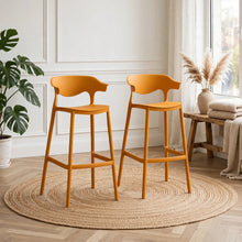 Set de 2 Sillas para Bar Elena, Color Naranja, Diseño Moderno
