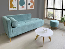 Combo sala Sofa (66x163x64) + Puff Verde Menta + Mesa de Centro
