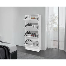 Zapatero Inola, Blanco, Con cuatro puertas abatibles ZF