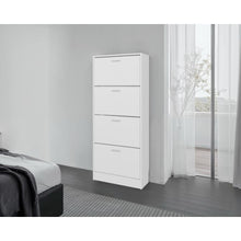 Zapatero Inola, Blanco, Con cuatro puertas abatibles ZF