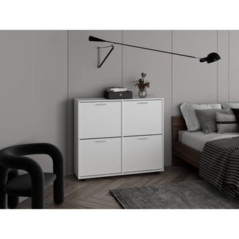 Zapatero Opal, Blanco, con 4 puertas abatibles ZF